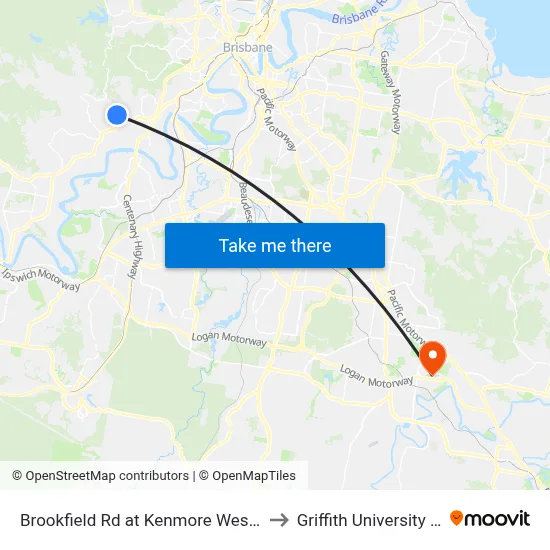 Brookfield Rd at Kenmore West, Stop 37 to Griffith University Logan map