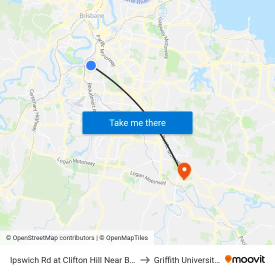 Ipswich Rd at Clifton Hill Near Beaudesert Rd to Griffith University Logan map
