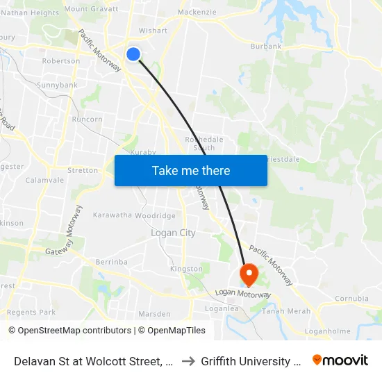 Delavan St at Wolcott Street, Stop 86 to Griffith University Logan map