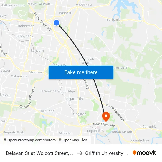 Delavan St at Wolcott Street, Stop 86 to Griffith University Logan map