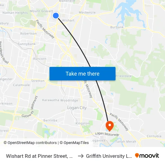 Wishart Rd at Pinner Street, Stop 43 to Griffith University Logan map