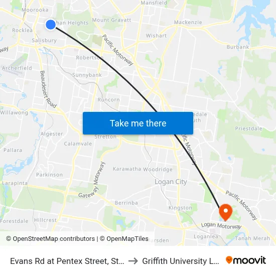 Evans Rd at Pentex Street, Stop 43 to Griffith University Logan map
