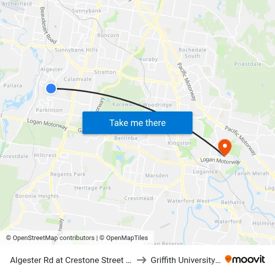 Algester Rd at Crestone Street Stop 90/89 to Griffith University Logan map