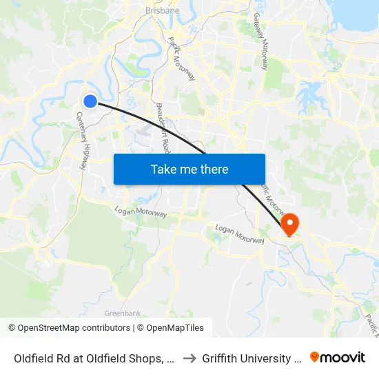 Oldfield Rd at Oldfield Shops, Stop 57a to Griffith University Logan map