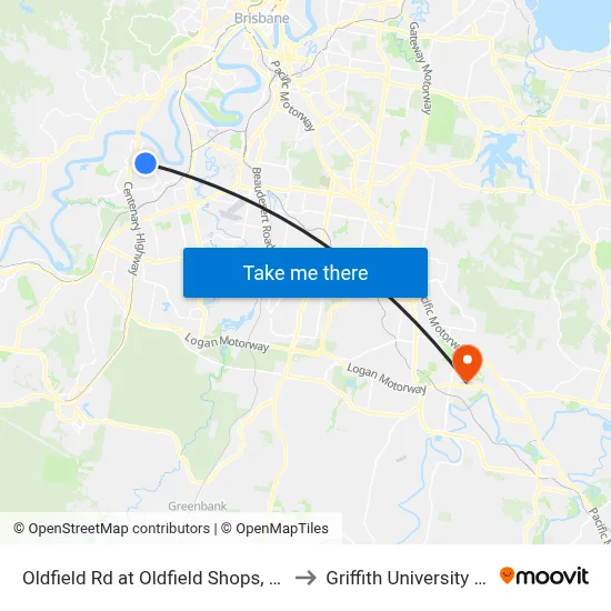Oldfield Rd at Oldfield Shops, Stop 57a to Griffith University Logan map