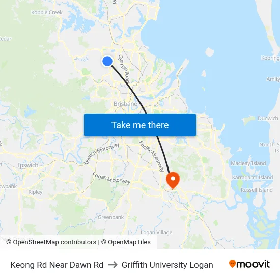 Keong Rd Near Dawn Rd to Griffith University Logan map