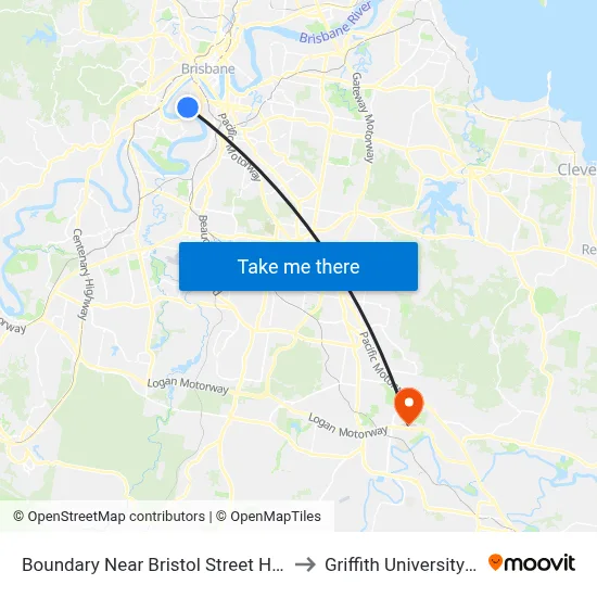 Boundary Near Bristol Street Hail 'N' Ride to Griffith University Logan map