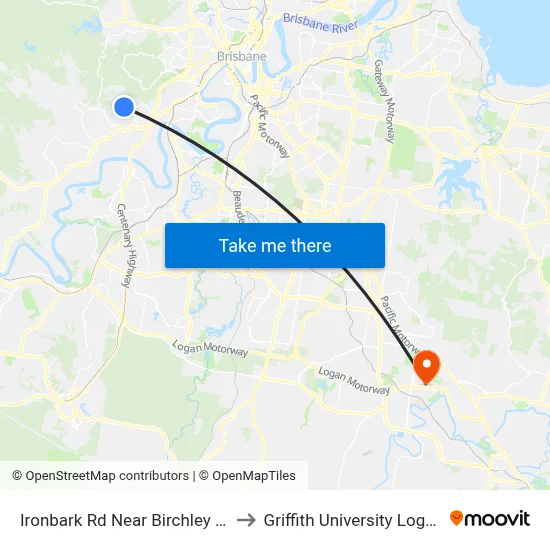 Ironbark Rd Near Birchley St to Griffith University Logan map