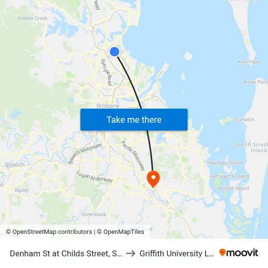 Denham St at Childs Street, Stop 33 to Griffith University Logan map