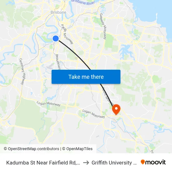 Kadumba St Near Fairfield Rd, Stop 22 to Griffith University Logan map