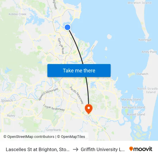 Lascelles St at Brighton, Stop 56a to Griffith University Logan map