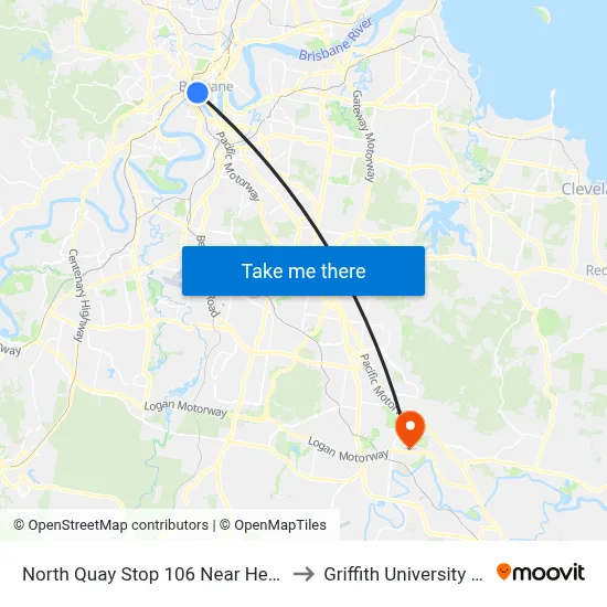 North Quay Stop 106 Near Herschel St to Griffith University Logan map