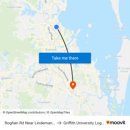 Roghan Rd Near Lindeman St to Griffith University Logan map