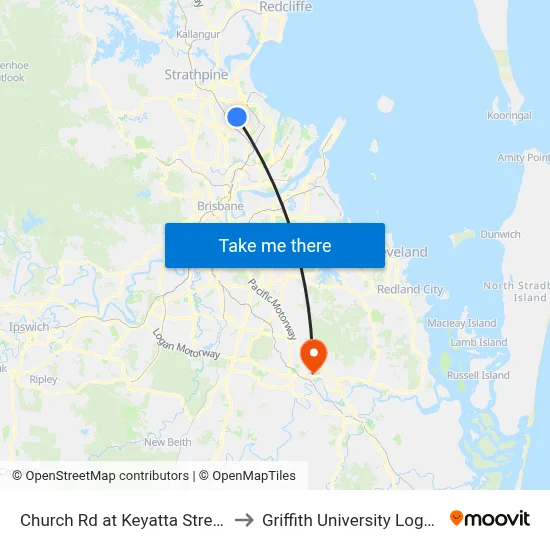 Church Rd at Keyatta Street to Griffith University Logan map