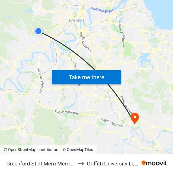Greenford St at Merri Merri Park to Griffith University Logan map