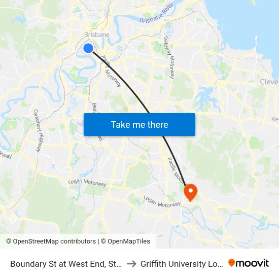 Boundary St at West End, Stop 7 to Griffith University Logan map