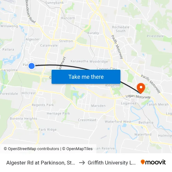 Algester Rd at Parkinson, Stop 90 to Griffith University Logan map