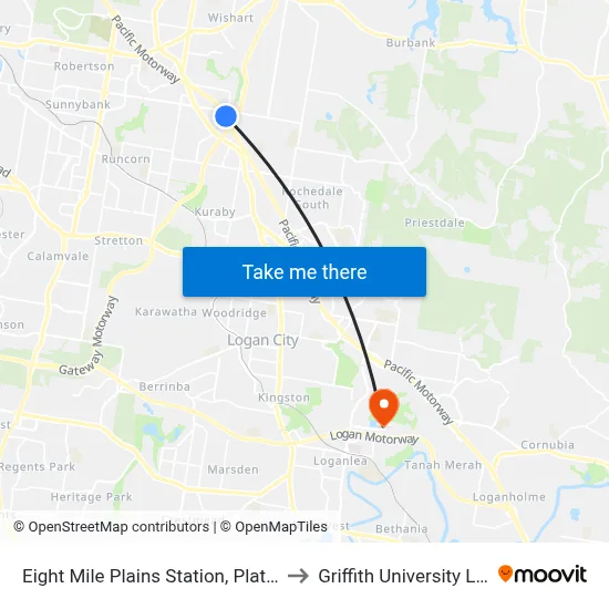 Eight Mile Plains Station, Platform 1 to Griffith University Logan map