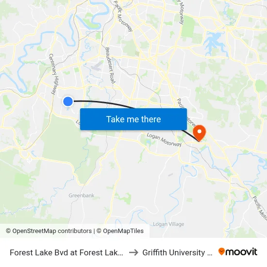 Forest Lake Bvd at Forest Lake, Stop B to Griffith University Logan map