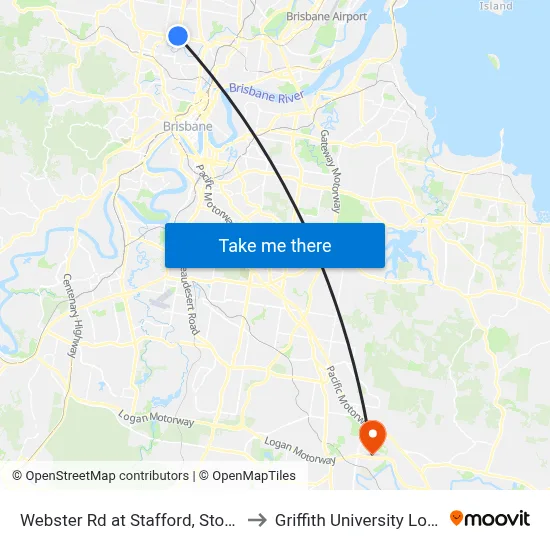 Webster Rd at Stafford, Stop 30 to Griffith University Logan map