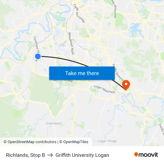 Richlands, Stop B to Griffith University Logan map