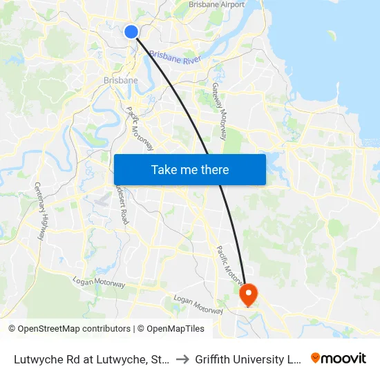 Lutwyche Rd at Lutwyche, Stop 20 to Griffith University Logan map