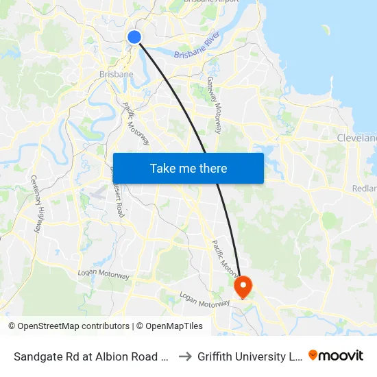 Sandgate Rd at Albion Road Stop 18 to Griffith University Logan map