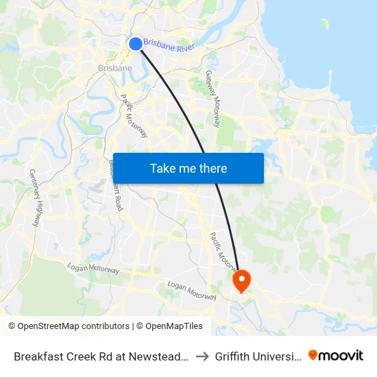 Breakfast Creek Rd at Newstead House, Stop 12 to Griffith University Logan map