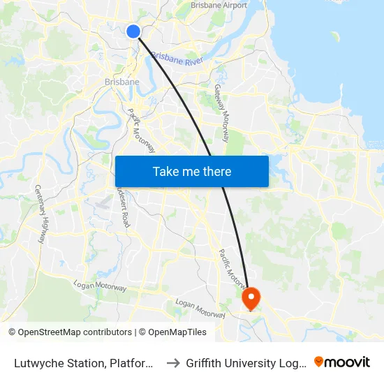 Lutwyche Station, Platform 1 to Griffith University Logan map