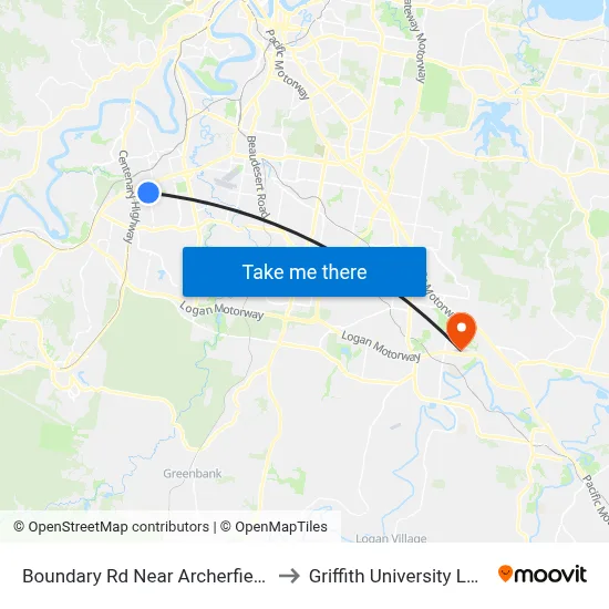Boundary Rd Near Archerfield Rd to Griffith University Logan map