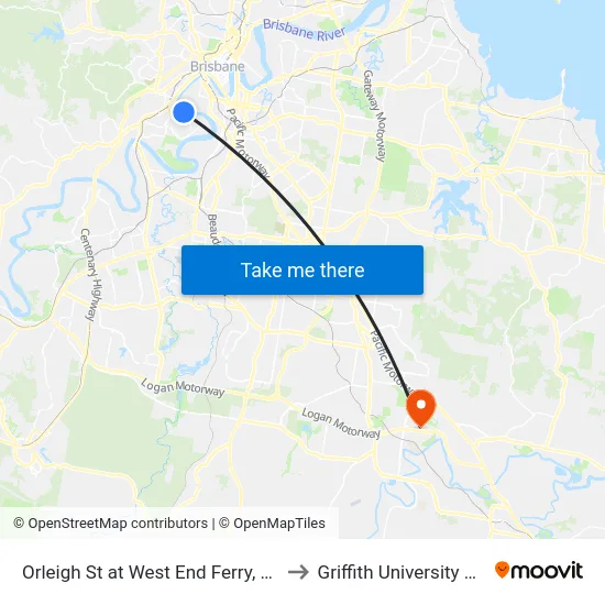 Orleigh St at West End Ferry, Stop 15 to Griffith University Logan map