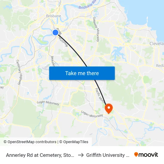 Annerley Rd at Cemetery, Stop 18/12 to Griffith University Logan map