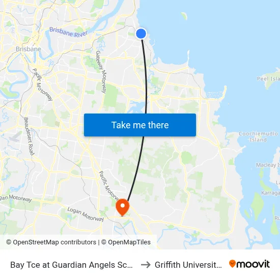 Bay Tce at Guardian Angels School Stop 95 to Griffith University Logan map
