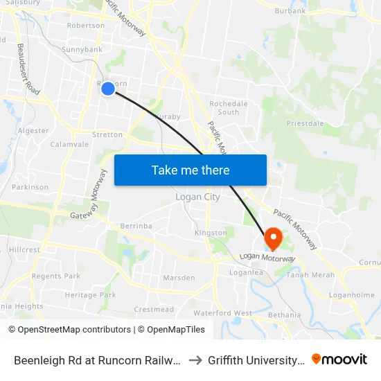 Beenleigh Rd at Runcorn Railway, Stop 72 to Griffith University Logan map