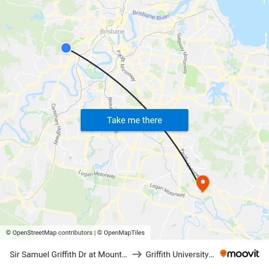 Sir Samuel Griffith Dr at Mount Coot-Tha to Griffith University Logan map