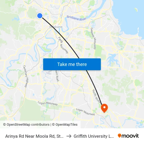 Arinya Rd Near Moola Rd, Stop 38 to Griffith University Logan map
