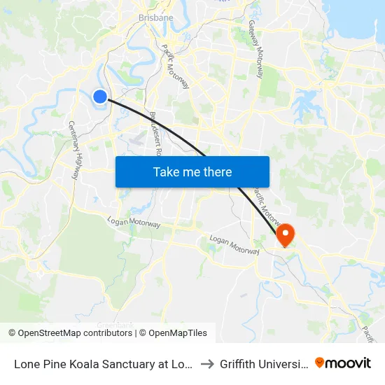 Lone Pine Koala Sanctuary at Lone Pine, Stop 42 to Griffith University Logan map
