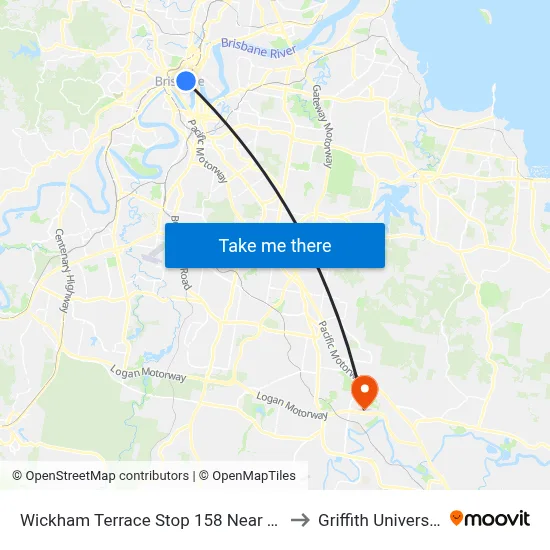 Wickham Terrace Stop 158 Near Turbot St, Stand A to Griffith University Logan map