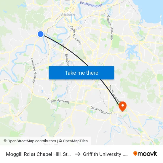 Moggill Rd at Chapel Hill, Stop 28 to Griffith University Logan map