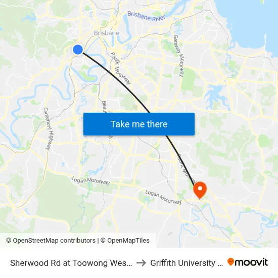 Sherwood Rd at Toowong West, Stop 22 to Griffith University Logan map