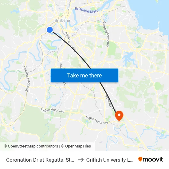 Coronation Dr at Regatta, Stop 12 to Griffith University Logan map