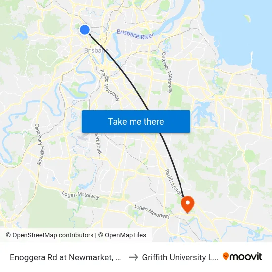 Enoggera Rd at Newmarket, Stop 20 to Griffith University Logan map