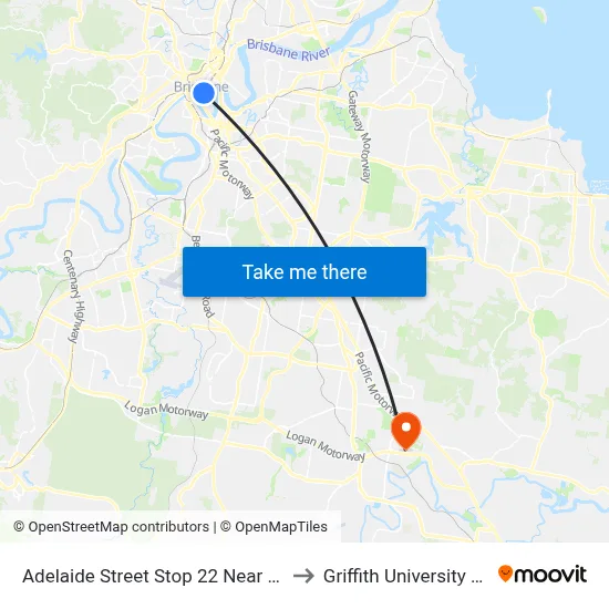 Adelaide Street Stop 22 Near City Hall to Griffith University Logan map