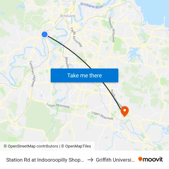Station Rd at Indooroopilly Shopping Ctr, Stop E to Griffith University Logan map