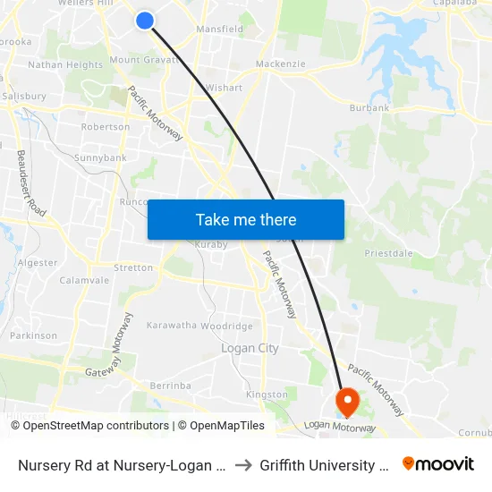 Nursery Rd at Nursery-Logan Stop 48 to Griffith University Logan map
