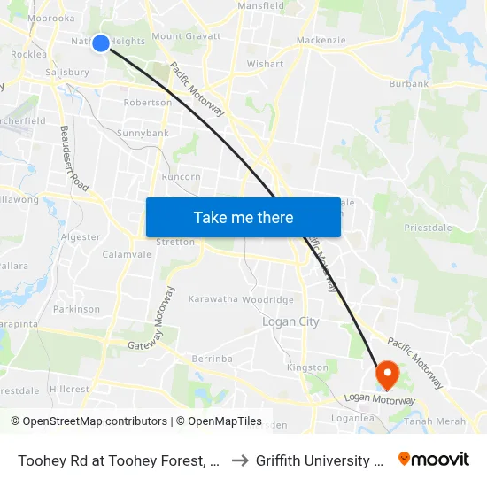 Toohey Rd at Toohey Forest, Stop 53 to Griffith University Logan map