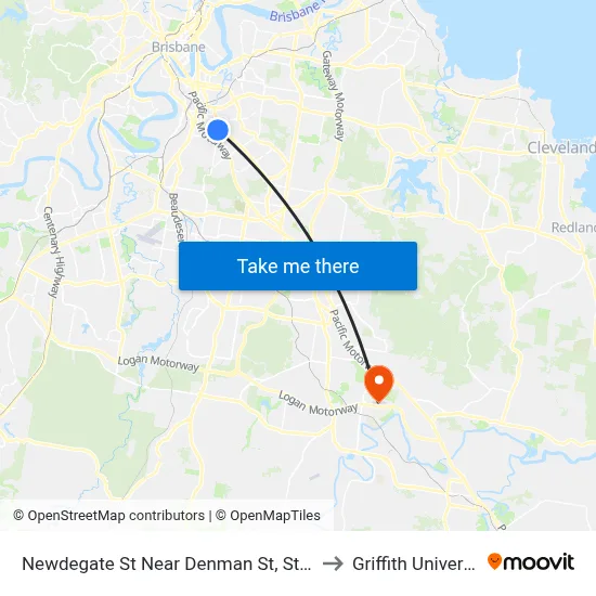 Newdegate St Near Denman St, Stop 22 - Temp Closure to Griffith University Logan map