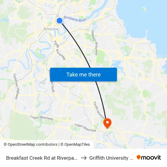 Breakfast Creek Rd at Riverpark Stop 9 to Griffith University Logan map