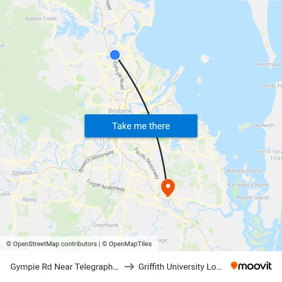 Gympie Rd Near Telegraph Rd to Griffith University Logan map