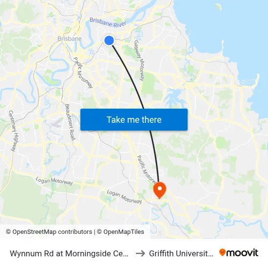 Wynnum Rd at Morningside Central, Stop 30 to Griffith University Logan map